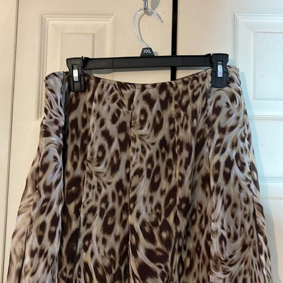 Scarlett Cheetah Leopard Animal Print Flared Skirt With Layering Strips 9 10 - Picture 9 of 16